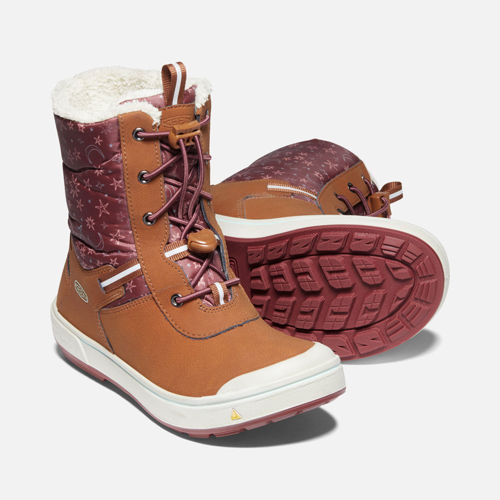 Bottes Hiver Keen Enfant Marron/Rouge | Kelsa Waterproof | ZEPNU-1302